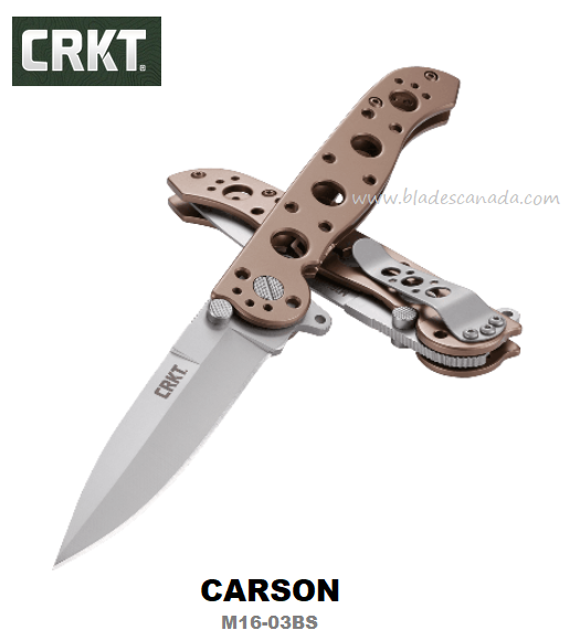 CRKT Carson Flipper Folding Knife, 12C27 Sandvik, Bronze Handle, CRKTM16-03BS